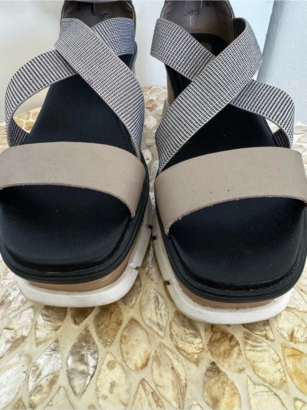 Sorel Joanie III Taupe  Sport Strap Wedge Sandals size 8.5